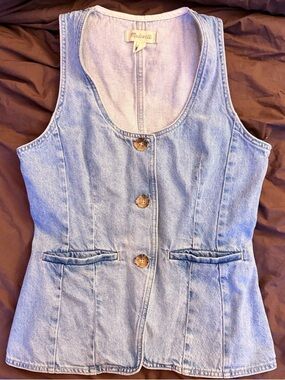 Madewell Light Blue Denim Vest with Button Front